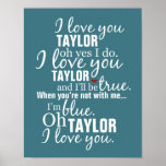 Personalized I Love You Song Poster