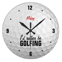 Personalized I'd rather be golfing Wallclock at Zazzle