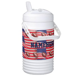 Personalized Igloo Cooler Football American Flags