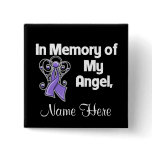Personalized In Memory of My Angel Uterine Cancer Pinback Buttons
