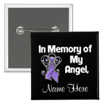 Personalized In Memory of My Angel Uterine Cancer Pinback Buttons