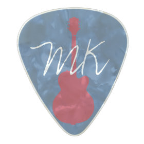 personalized initials pearl celluloid guitar pick