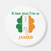 Personalized Irish Kiss Me I'm James Refrigerator Magnets