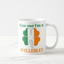 Personalized Irish Kiss Me I'm Wellesley Coffee Mugs