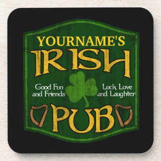 Personalized Irish Pub Sign Beverage Coasters