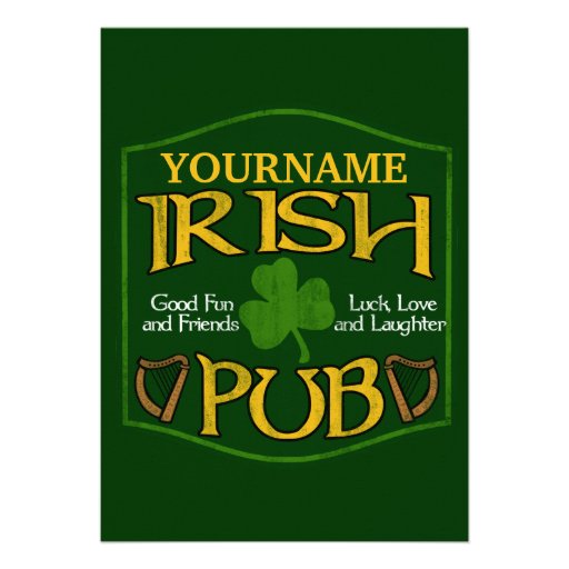 Personalized Irish Pub Sign Personalized Invitations (front side)