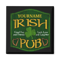 Personalized Irish Pub Sign Refrigerator Magnet