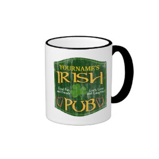 Personalized Irish Pub Sign Ringer Coffee Mug