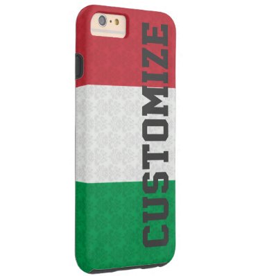 Personalized Italian Flag Damask Pattern Tough iPhone 6 Plus Case