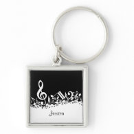 Personalized Jumbled Musical Notes Keychain