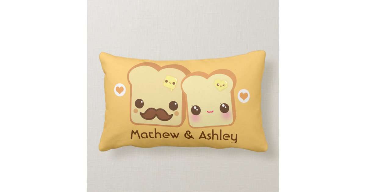 Personalized - Kawaii cute toasts couple Pillow Zazzle