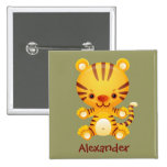 Personalized Kawaii Tiger Pinback Button