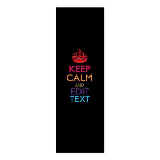 Personalized KEEP CALM AND Edit Text Multicolor Business Card Template (front side)