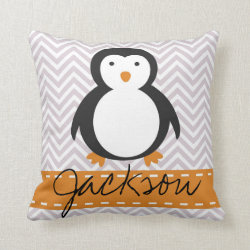 Personalized Kids Holiday Penguin Pillow