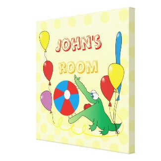Personalized Kids Name Cute Crocodile Canvas Print