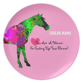 Personalized Kids Picky Eaters Plate - Cute Horse