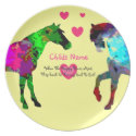 Personalized Kids Picky Eaters Plate - Cute Horses