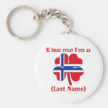 Personalized Kiss Me I'm Norwegian  Keychain