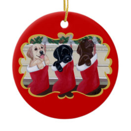 Personalized Labrador Retriever Puppies Christmas Ornament