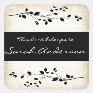 Personalized Leafy Vine Design Bookplate Sticker