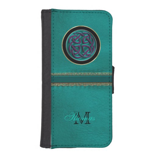 Personalized Leather Celtic Knot Wallet Phone Case | Zazzle