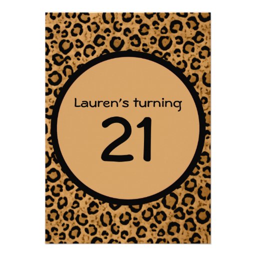 Personalized Leopard 21st Birthday Invitation
