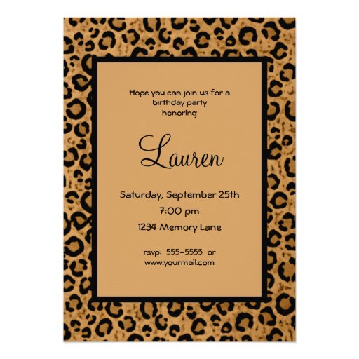 Personalized Leopard 21st Birthday Invitation (front side)