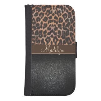 Personalized Leopard Print Wallet Phone Case