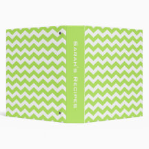 Personalized Lime Green Chevron Recipe Binder