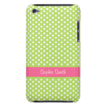 Personalized Lime Green Polka Dots iPod Touch Case