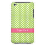 Personalized Lime Green Polka Dots iPod Touch Case