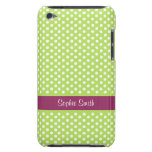 Personalized Lime Green Polka Dots iPod Touch Case