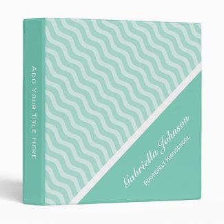 Personalized: Lite Green Waves Avery Binder
