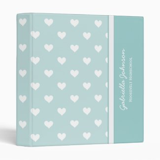 Personalized: Lite Green With White Heart Binder