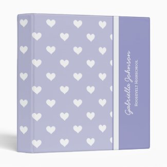 Personalized: Lite Purple With White Heart Binder