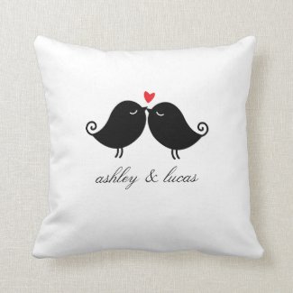 Personalized Love Birds Valentines Day Pillow