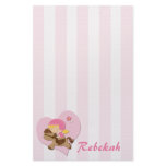Personalized Love Horseriding Pink Stripes Stationery Paper