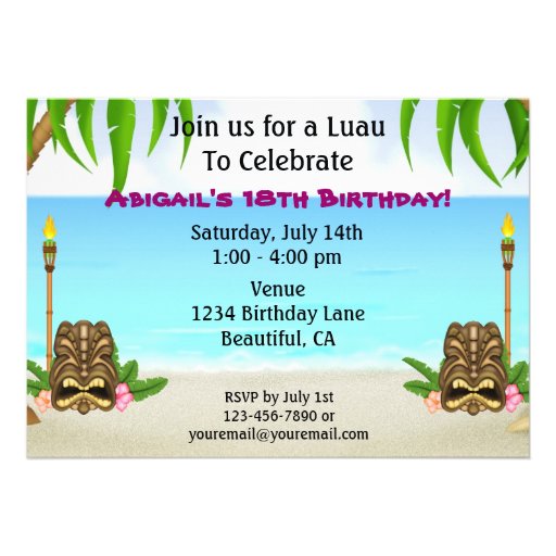 Personalized Luau Birthday Invitation