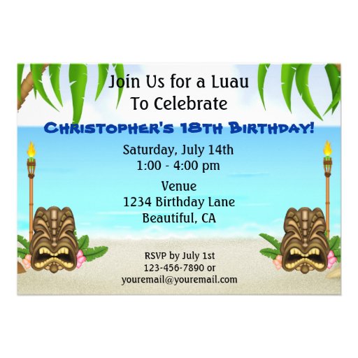 Personalized Luau Birthday Invitation