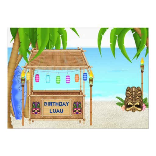 Personalized Luau Birthday Invitation for Boys (front side)