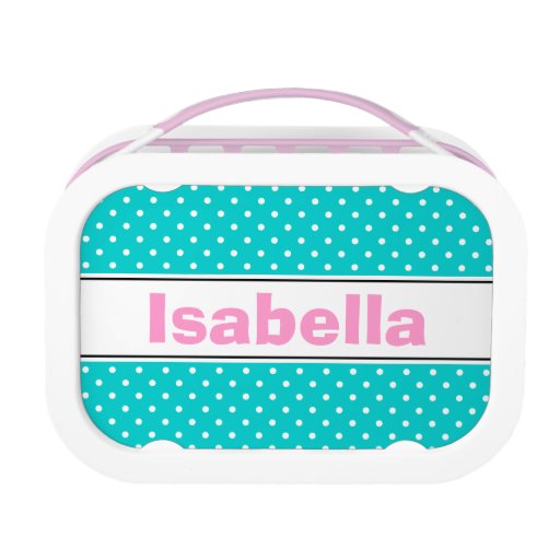 Personalized lunch box for girls polka dots Zazzle