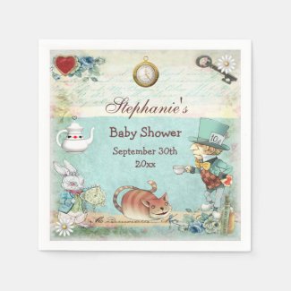 Personalized Mad Hatter Baby Shower Disposable Napkins