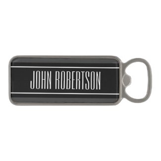 Personalized magnetic bottle opener with stripes
