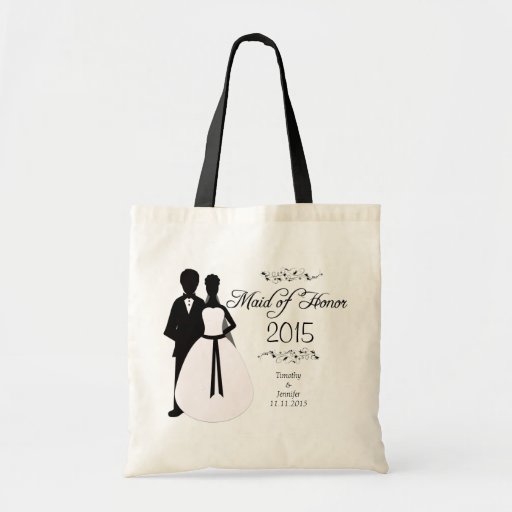 Personalized maid of honor wedding favor tote bag