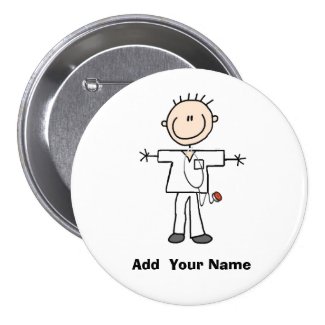 Personalized Male Stick Figure Nurse Button