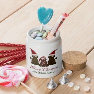 Personalized Merry Christmas Kitty Candy Jar