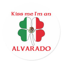 Personalized Mexican Kiss Me I'm Alvarado Round Stickers