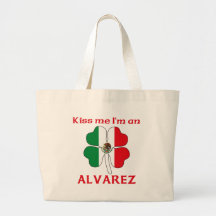 Personalized Mexican Kiss Me I'm Alvarez Tote Bags
