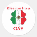Personalized Mexican Kiss Me I'm Gay Round Stickers
