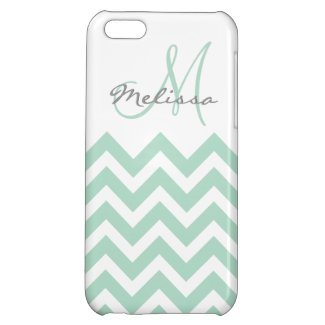 Personalized Mint Blue Chevron Cover For iPhone 5C